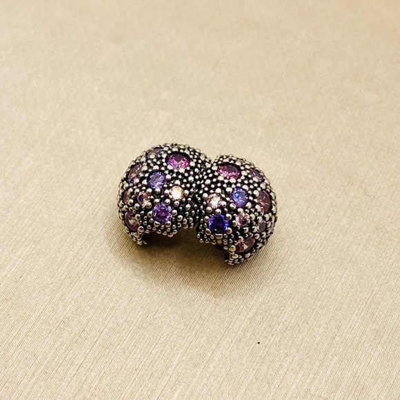 EUC Pandora 791286CFPMX Sterling Silver Cosmic Stars Clip w/ Purple & Pink CZ - Picture 6 of 8